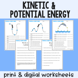 Kinetic energy and potential energy worksheet answer key